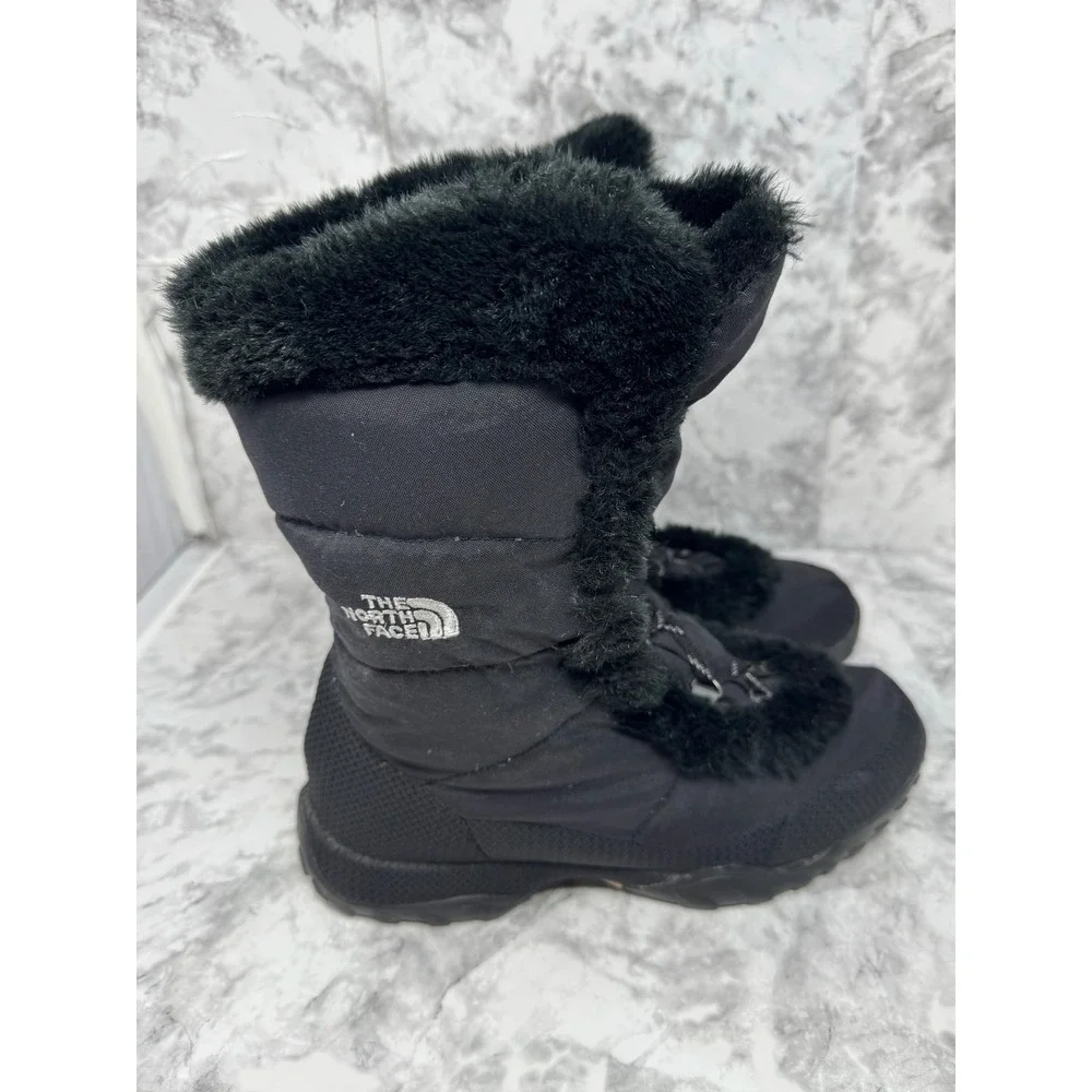The North Face 🖤Nuptse Purna Black Faux‎ Fur Winter Snow Boots Womens 8